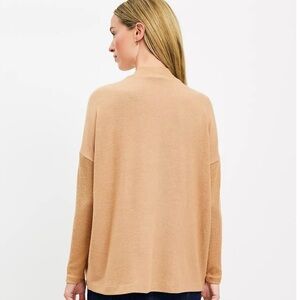 LOFT Heathered Ribtrim Jersey Mock Neck Top Size S